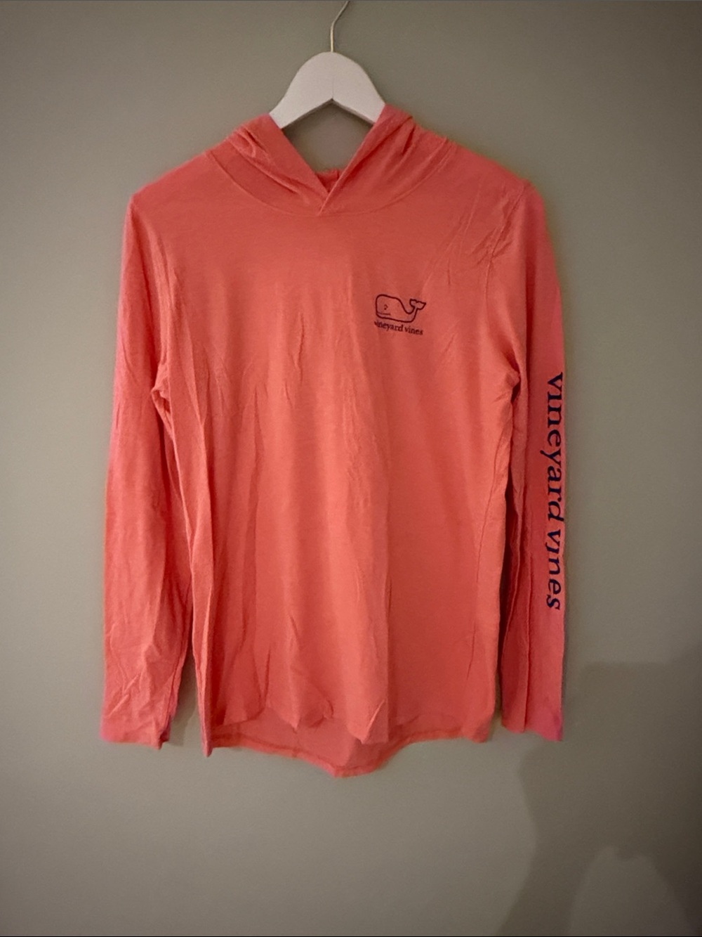 Vineyard Vines Coral Pink Hooded Long-Sleeve Tee